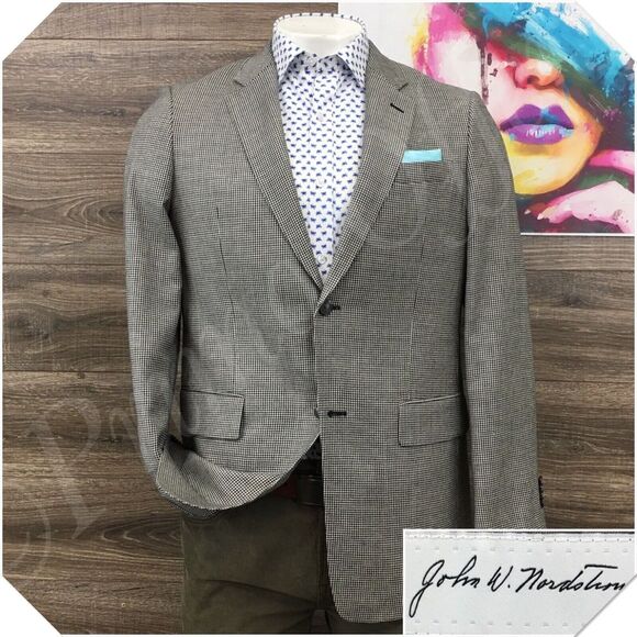 NORDSTROM Mens Blazer Sport Coat Casual Jacket‎ Size 40L Wool Silk Suit